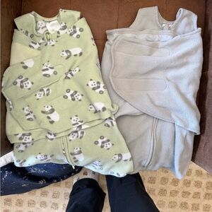 Halo Green Panda Print and Gray Sleep Sacks